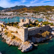 Aerial View Of Bodrum Castle In Turkiye, Mediterranean Sea