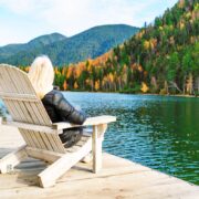 Woman enjoying the views of the Adirondack Mountains