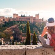 Woman overlooking Granada Spain